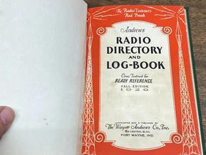 Vintage Andrews Radio Directory & Log Book ~ Fall Edition 1926 - Zdjęcie 1 z 14