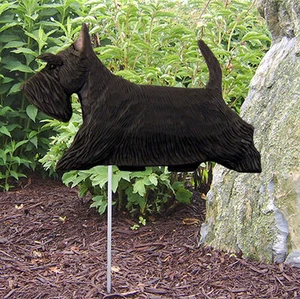 Scottish Terrier Outdoor Garden Dog Sign Hand Painted Figure Black - Picture 1 of 1