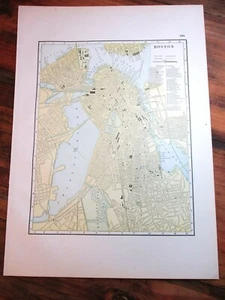 Cram's 1890 farbiger Stadtplan ~ Boston ~ 12 1/2" x 9 7/8" ~ Straßen, historisch - Bild 1 von 11