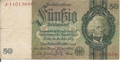 GERMANY, 50 REICHSMARK, P#182a, 1933 - Image 1 of 2