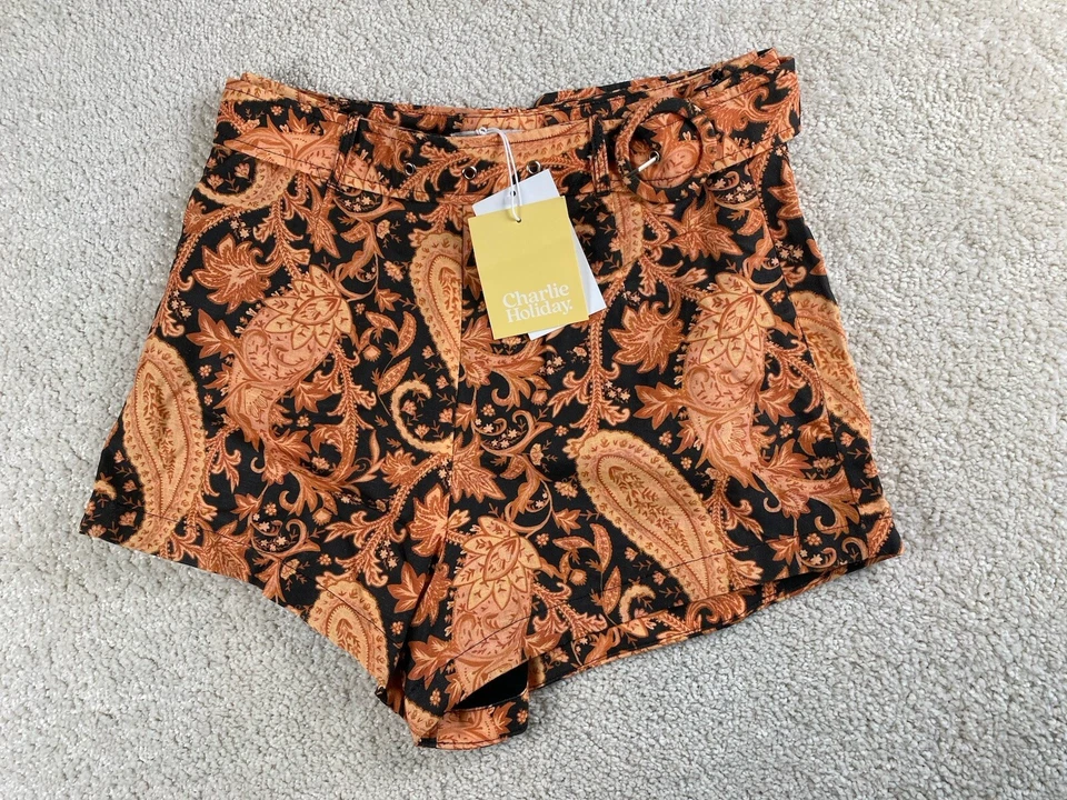 Pantalones Cortos Charlie Holiday Anthropologie Kelly Para Mujer 4 Estampado Cachemira Quemada $89 Nuevos Foto 1 de 4