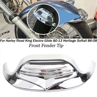Chrome Front Fender Mudguard Tip Trim For Harley Road King Classic FLSTC 80-13 - Imagem 1 de 4