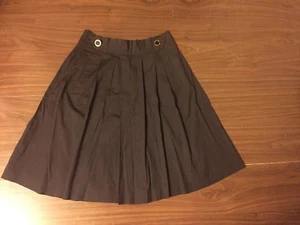 TORY BURCH Brown Pleated Lined Cotton Skirt Size: 4 - Picture 1 of 10