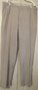 Pantaloni eleganti Perry Ellis gamba dritta misto lino 42x35 beige cachi - Foto 1 di 4