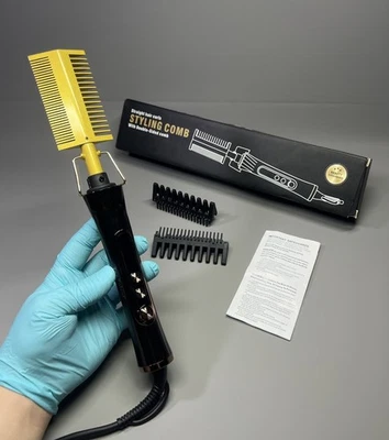 Hot Comb Hair Brush Straightener Electric Anti Scald Double Sided Ceramic Press - Image 1 of 4