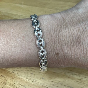 BRACCIALE VINTAGE ARGENTO STERLING 925 SOFFIATO MARINAIO ANCORA MAGLIA ITALIA leggi - Foto 1 di 24
