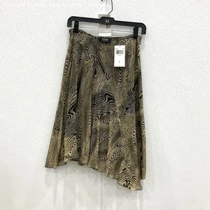 Dana Buchman Womens Tan Black Abstract Asymmetrical Hem Skirt Size Small - Picture 1 of 3