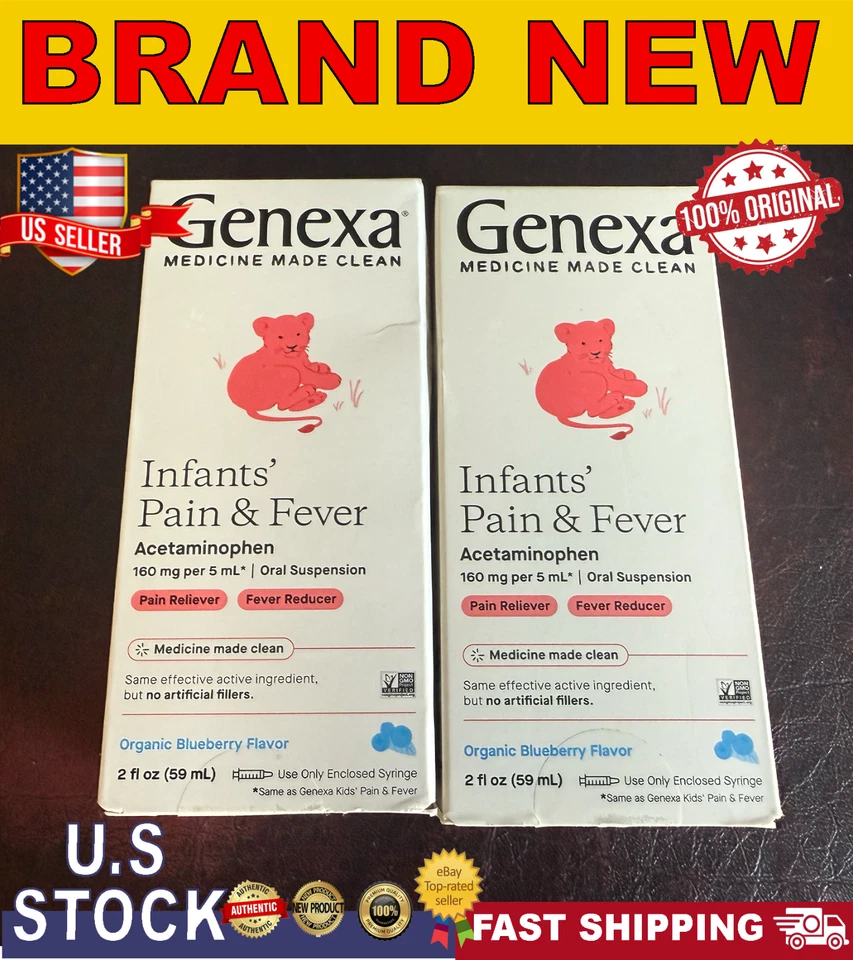 Genexa Infants Acetaminophen 160mg Pain & Fever Oral Susp Organic Blue 2oz| 2 PK - Image 1 of 1