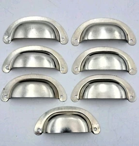 Antiguo Cubo Tiradores Cajón Boticario Vintage Cromo Manijas Herrajes Lote de 7 - Imagen 1 de 12