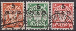 === DANZIG Staatswappen Mi. 237-239 gest., kompetent geprüft, Kat. 130€ === - Picture 1 of 2