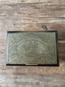 Vintage Messing Intarsien Zigaretten Zigarren Box Holz Humidor Etui Mid Century - Bild 1 von 15