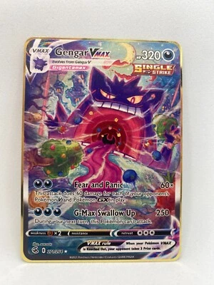 Pokemon Metallkarte Gengar VMax Metall Karte Kind Geschenk Geburtstag Taufe - Bild 1 von 3