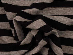 Single Jersey Stripe Fabric Black/Marl grey - Picture 1 of 3