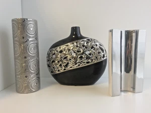 Lot de 3 Grands Vases Italiens Céramique Design Moderniste Art Contemporain - Picture 1 of 12
