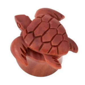 Flesh Plug Ohr Tunnel 3D Schildkröte Holz Ohr Dehner Piercing Schmuck Expander - Bild 1 von 5