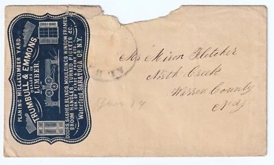 SUPER RARE Advertising CAMEO Cover - Trumbull & Emmons Planer 1850s Waterford NY - Image 1 of 3