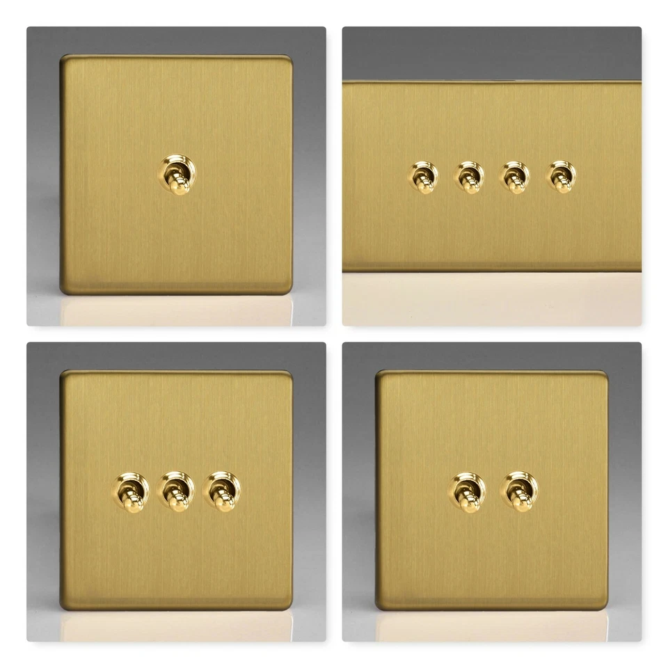 Varilight Screwless Brushed Brass Toggle Dolly Light Switch Range 1 2 3 4 Gang - Image 1 of 1