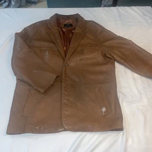 Chaqueta gabardina vintage de cuero suave mantecoso Tannery West años 70-talla 46 - Imagen 1 de 11