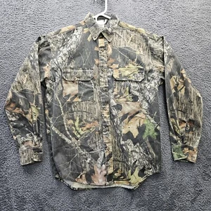 JERZEES Hunting Shirt Camo Mossy Oak Break Up Flap Pockets Heavy Canvas Medium - Picture 1 of 16