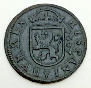 1607 Spain 8 Maravedis Royal Segovia Mint Copper Hispania Philip III Cal#763 - Picture 1 of 2
