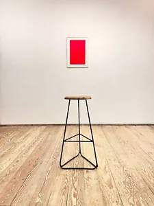 Industrial Style Bar Hocker, Schwarz-Stahl und Nussbaum Sitz - Bild 1 von 16
