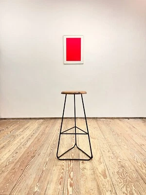 Industrial Style Bar Hocker, Schwarz-Stahl und Nussbaum Sitz - Bild 1 von 4