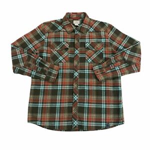 LL Bean Katahdin Performance Flannel Snap Button Up Shirt Plaid 6% Wool Large