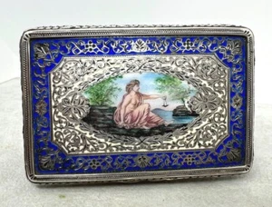 Antike Schnupftabakdose Sterlingsilber Emaille 19. Jh. | Frankreich/Italien | Viktorianisches Zeitalter - Bild 1 von 9