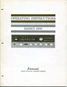 Vintage Sansui Model 2000 AM/FM Stereo Tuner Amplifier Operating/Service Manual - Picture 1 of 6
