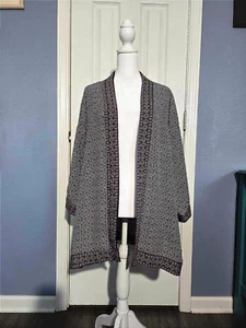 NWOT Women M Max Studio Abstract Print Kimono Boho Rodeo Beach Cover Up - Picture 1 of 10