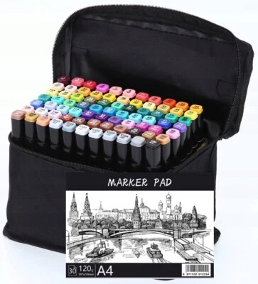 Touch Marker Set 60/80 Stück Farben Dual Pen Permanent + Etui - Bild 1 von 4