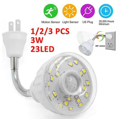 Lámparas de escalera de pared enchufables con sensor activado por movimiento LED luz nocturna toma interior Foto 1 de 4