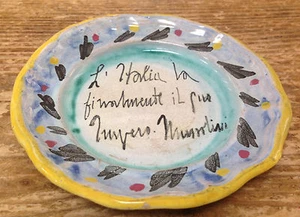 Majolica Ashtray Ash Tray Old Glories Wonder World Benelux Hand Painted Motto - Picture 1 of 2