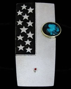 Darryl Begay Bisbee Turquoise 18K Gold & Sterling Silver American Spirit Bolo - Picture 1 of 6