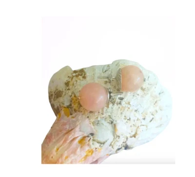 ORECCHINI QUARZO ROSA e ARGENTO 800 PINK QUARTZ stud earrings in SILVER Italy - Immagine 1 di 4