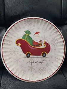 Juego de 4 platos de postre de melamina Kensie Home vacaciones 8" trineo de Santa - Imagen 1 de 6