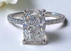 3.7CT Elongated Cushion Lab Grown Diamond Engagement Ring IGI Certified 14k Gold - Picture 1 of 16