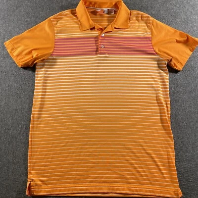 Camisa polo de golf mediana PUMA para hombre manga corta naranja a rayas rendimiento deportivo Foto 1 de 4