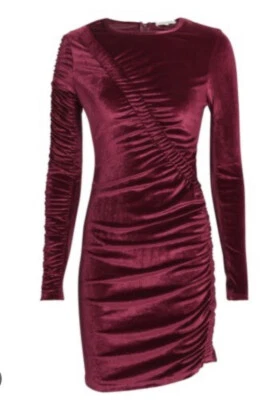 Vestido para mujer RONNY KOBO talla M, granate/rojo terciopelo elástico acanalado”. Nuevo con etiquetas. Foto 1 de 4