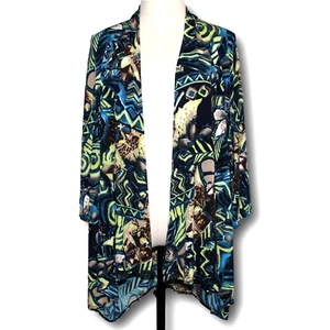 Chicos Travelers Tunika vorne offen Dolmanärmel blau geblümt Gr. 3 - Bild 1 von 6