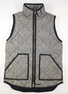 J. Crew Vest Jacket Women's XXS Goose Down Excursion Quilted Puffer Herringbone - Picture 1 of 7