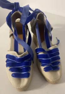 New Penelope Chilvers High Valenciana Dali Espadrilles in Stone Blue Size 38 - Picture 1 of 14