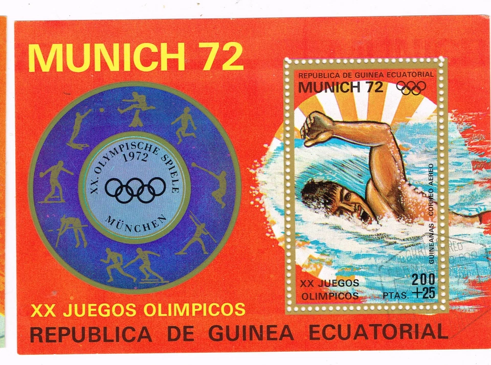 Hoja de recuerdo de los Juegos Olímpicos de Munich 1972 de Guinea Ecuatorial Sport A-3 Foto 1 de 1