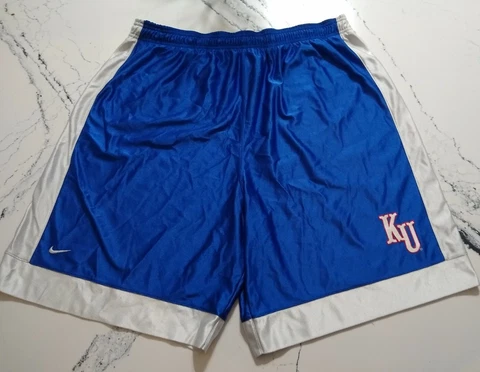 Vintage Team Nike University Of Kansas Jayhawks Blue Sz L Shorts Circus Font KU Cover