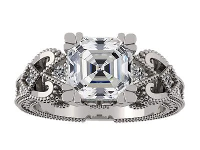 Platinum Plated Sterling Silver Engagement Ring With Cubic Zirconia - Size 7.5 - Image 1 of 4