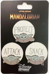 Grogu Attack, Protect & Snack Mandalorian Star Wars 3 Pin Set DSF DSSH Disney Pi - Bild 1 von 5
