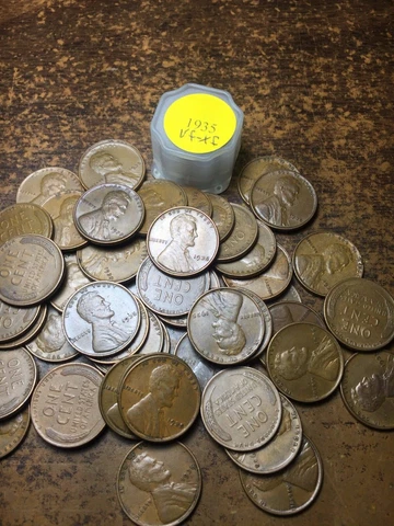 1935-P LINCOLN WHEAT CENT PENNY ROLL, HIGH GRADE!! VF-XF!!!!! Cover