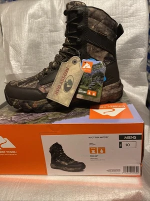 New In Box - Ozark Trail Men's 8-Inch Mossy Oak Camo Hunting Boots, Size 10 - Image 1 of 4