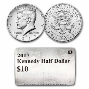 2017 D Kennedy Half Dollar 20-Coin US Mint Wrapped Roll BU ~ Unopened - Picture 1 of 1