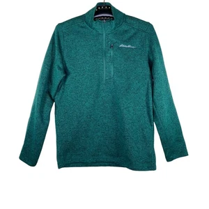 Suéter tejido verde pequeño Eddie Bauer polar convector 1/2 cremallera para hombre - Imagen 1 de 11